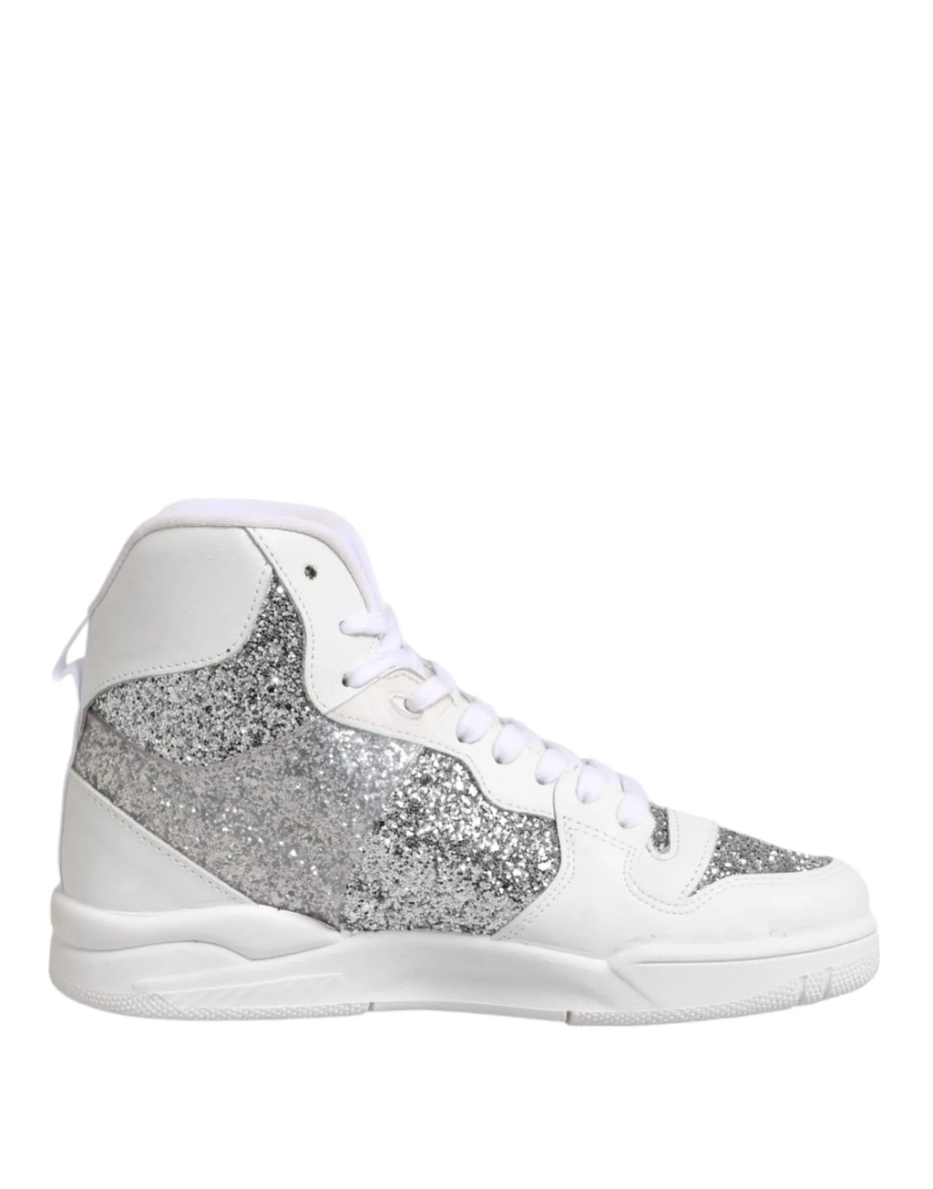 Chiara Ferragni White Silver High Top Women Sneakers Shoes - Zeiniez