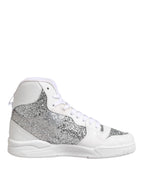 Chiara Ferragni White Silver High Top Women Sneakers Shoes - Zeiniez