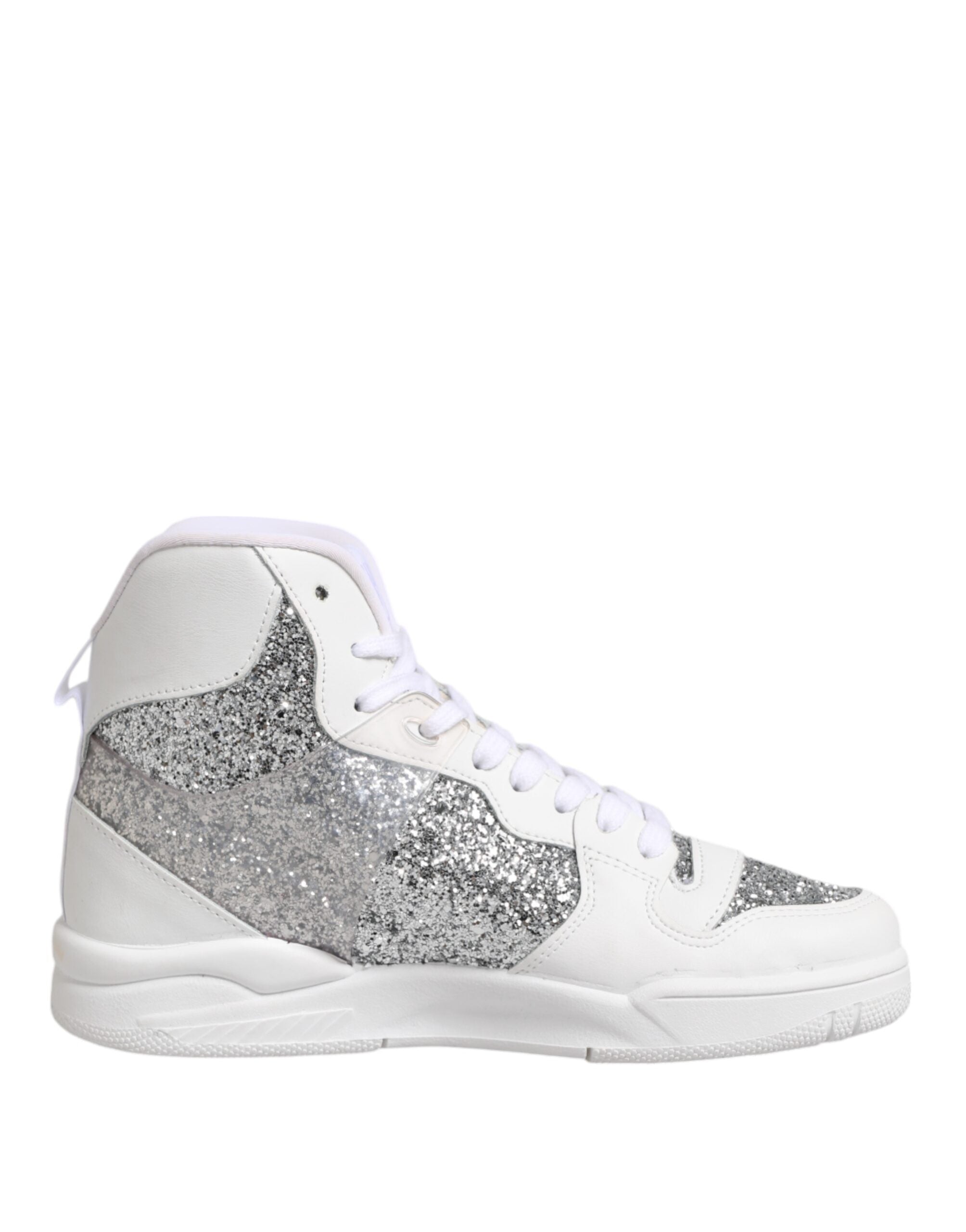 Chiara Ferragni White Silver High Top Women Sneakers Shoes - Zeiniez