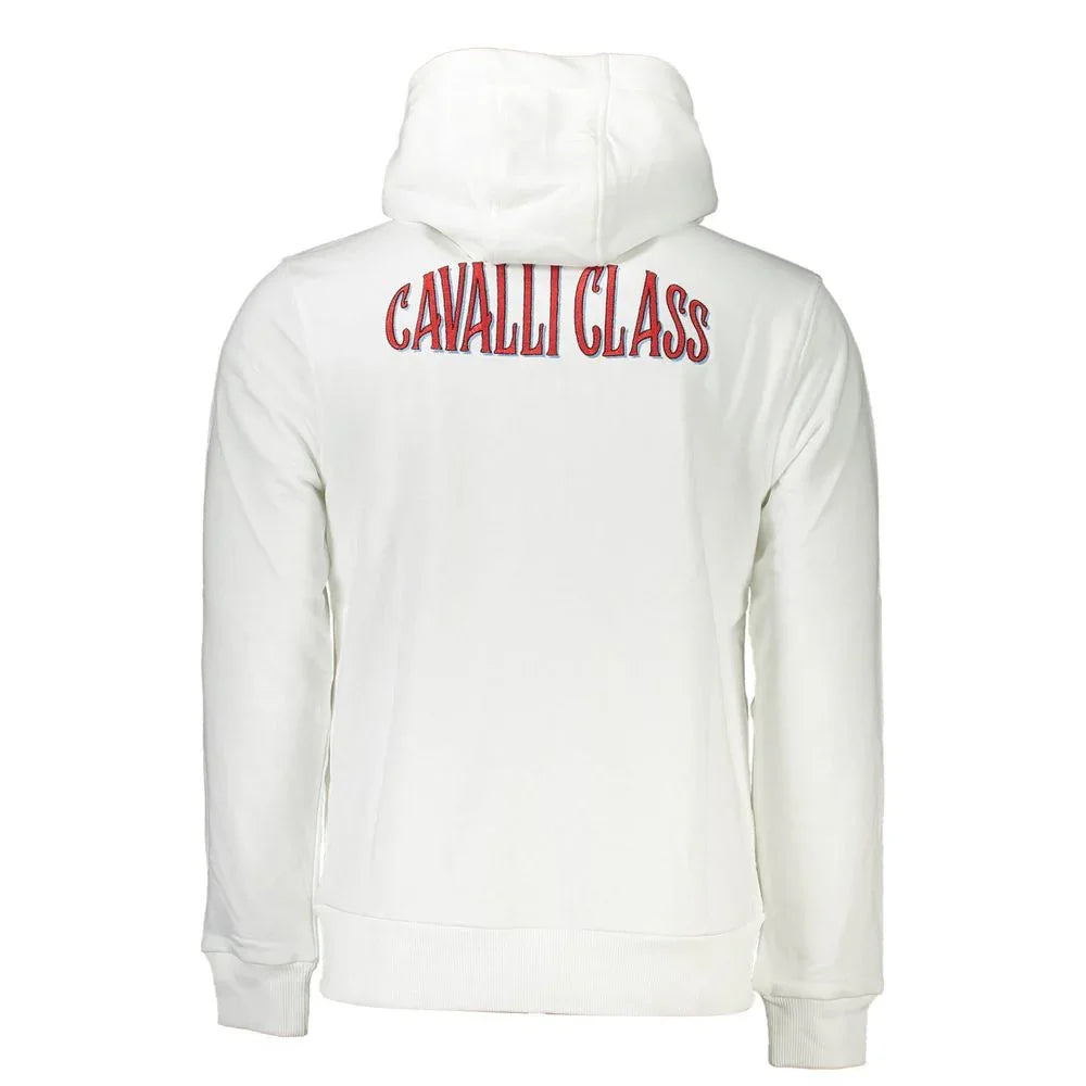 Cavalli Class White Cotton Men's Hooded Sweater - Zeiniez
