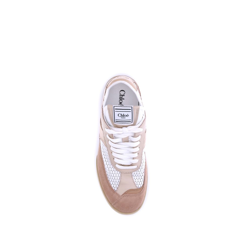Chloé Beige Calf Leather Bos Taurus Low Top Sneakers - Zeiniez