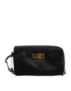 Dolce & Gabbana Black Nylon Logo Plaque Keyring Pouch Clutch Bag - Zeiniez