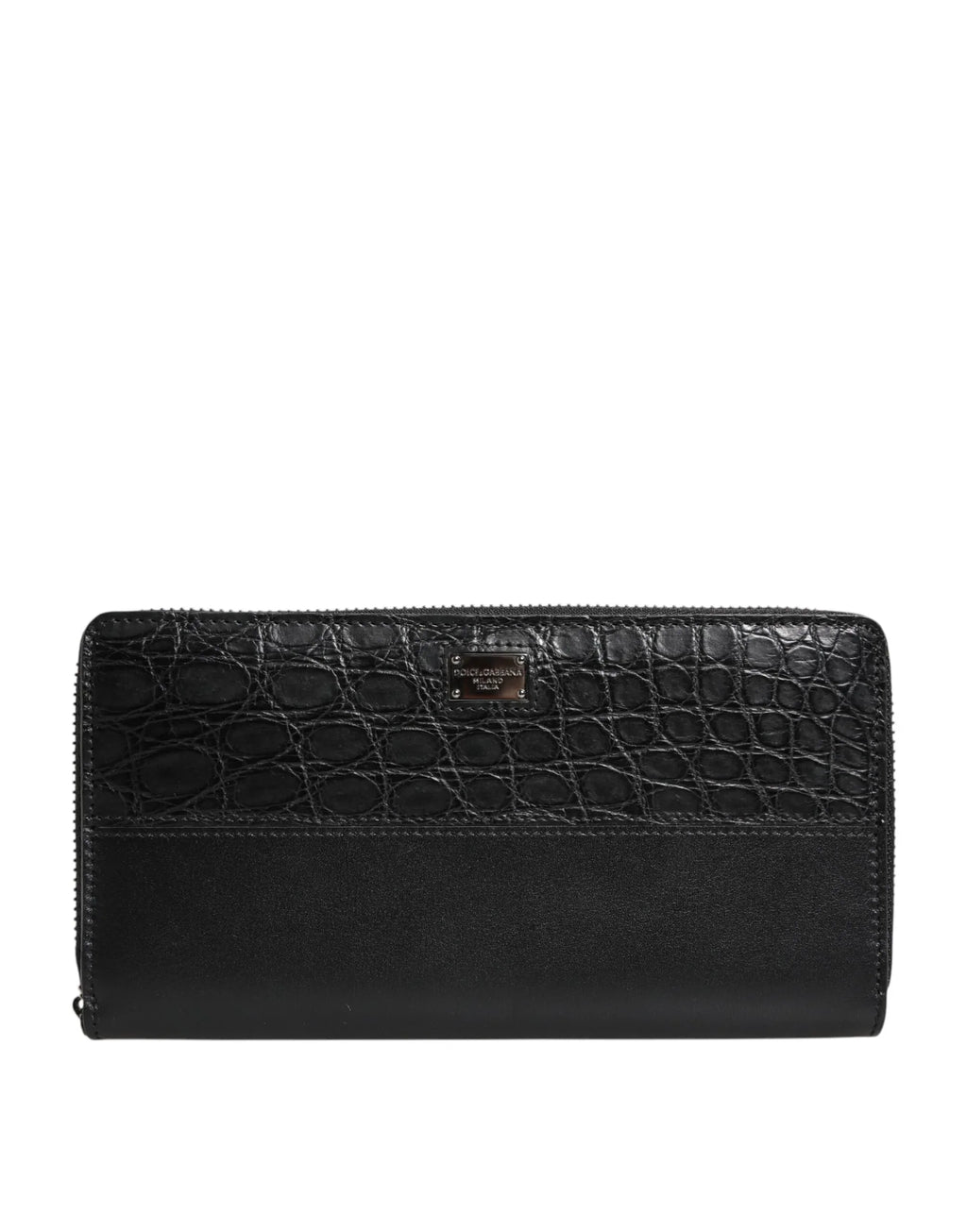 Dolce & Gabbana Black Leather Logo Plaque Zip Around Continental Wallet - Zeiniez