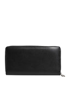 Dolce & Gabbana Black Leather Logo Plaque Zip Around Continental Wallet - Zeiniez