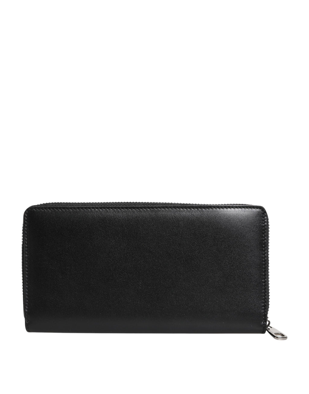 Dolce & Gabbana Black Leather Logo Plaque Zip Around Continental Wallet