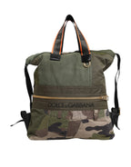 Dolce & Gabbana Military Green Patchwork Rucksack Backpack Bag - Zeiniez