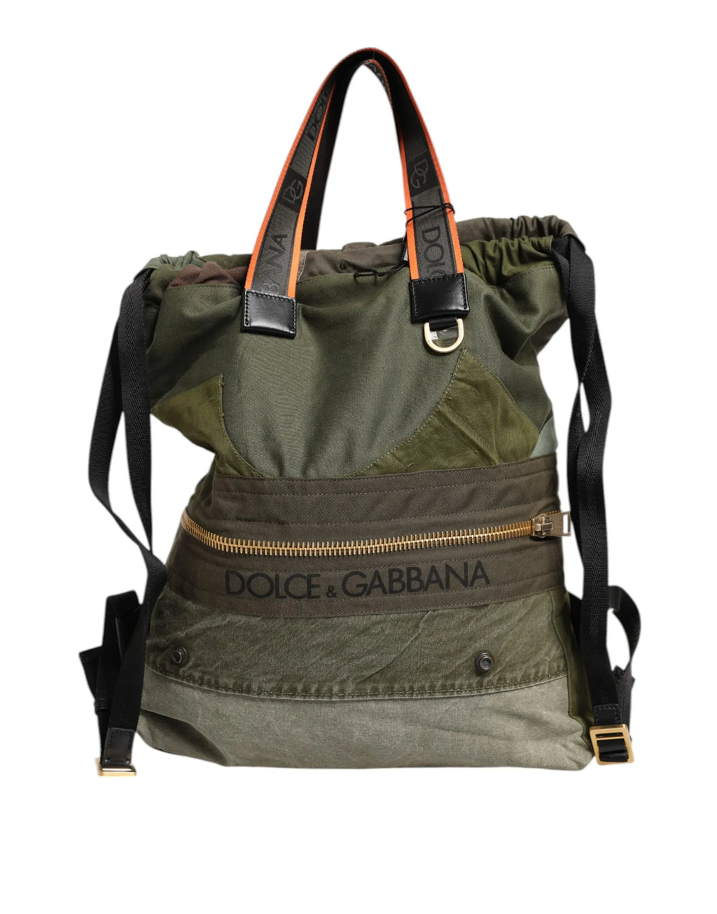 Dolce & Gabbana Military Green Patchwork Rucksack Backpack Bag - Zeiniez