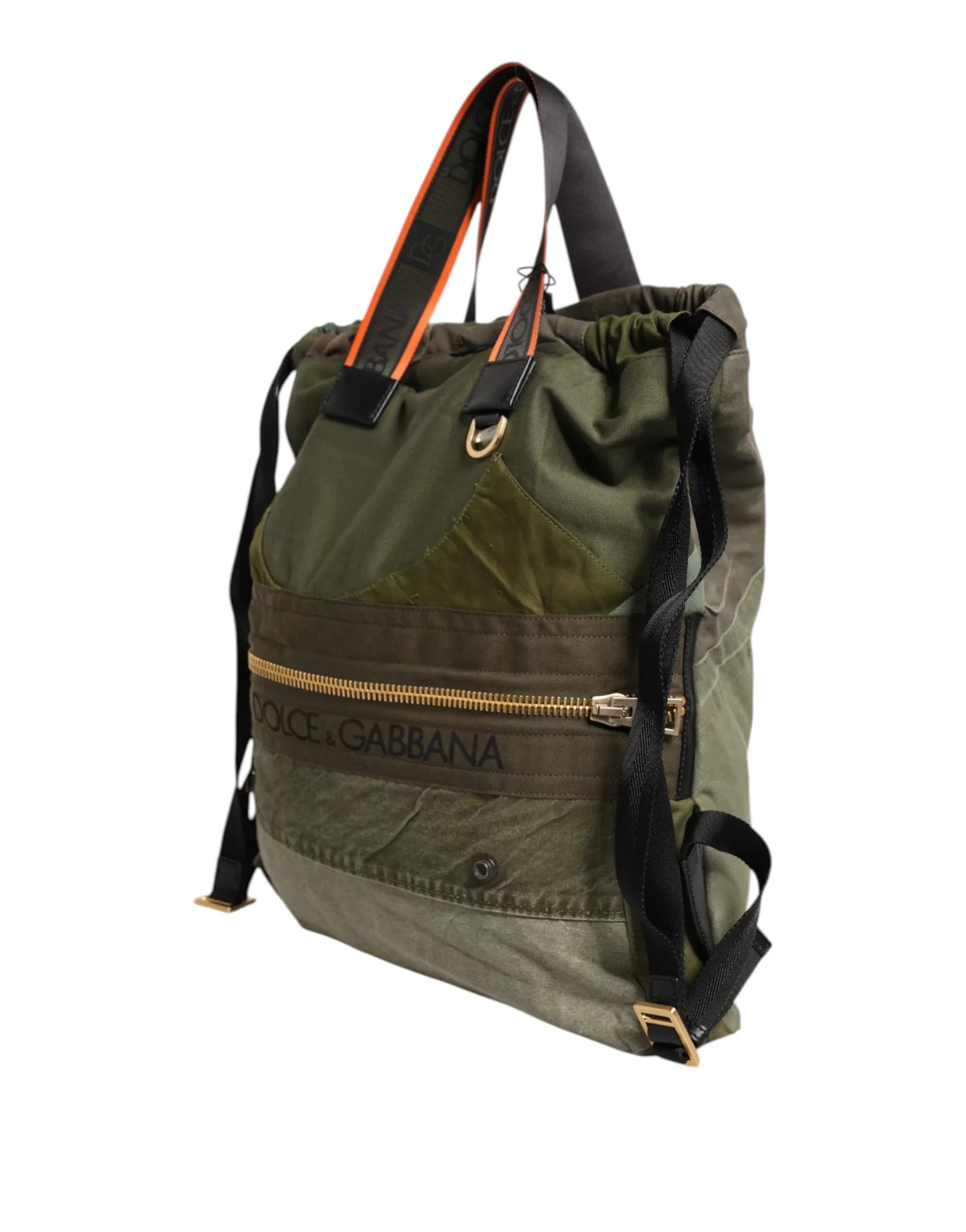 Dolce & Gabbana Military Green Patchwork Rucksack Backpack Bag - Zeiniez