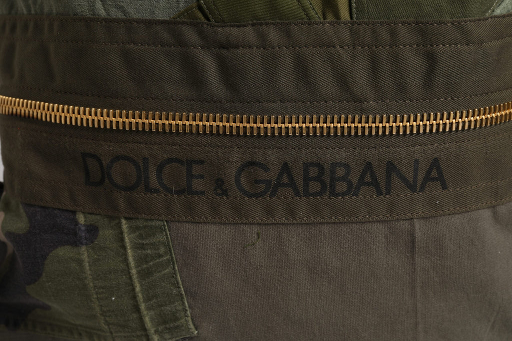 Dolce & Gabbana Military Green Patchwork Rucksack Backpack Bag