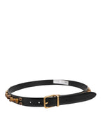 Dolce & Gabbana Black Leather Studded Gold Tone Buckle Belt - Zeiniez