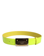 Dolce & Gabbana Yellow Green Classic Metal Logo Buckle Belt - Zeiniez