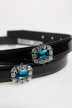 Dolce & Gabbana Black Embellished Metal Logo Buckle Belt - Zeiniez