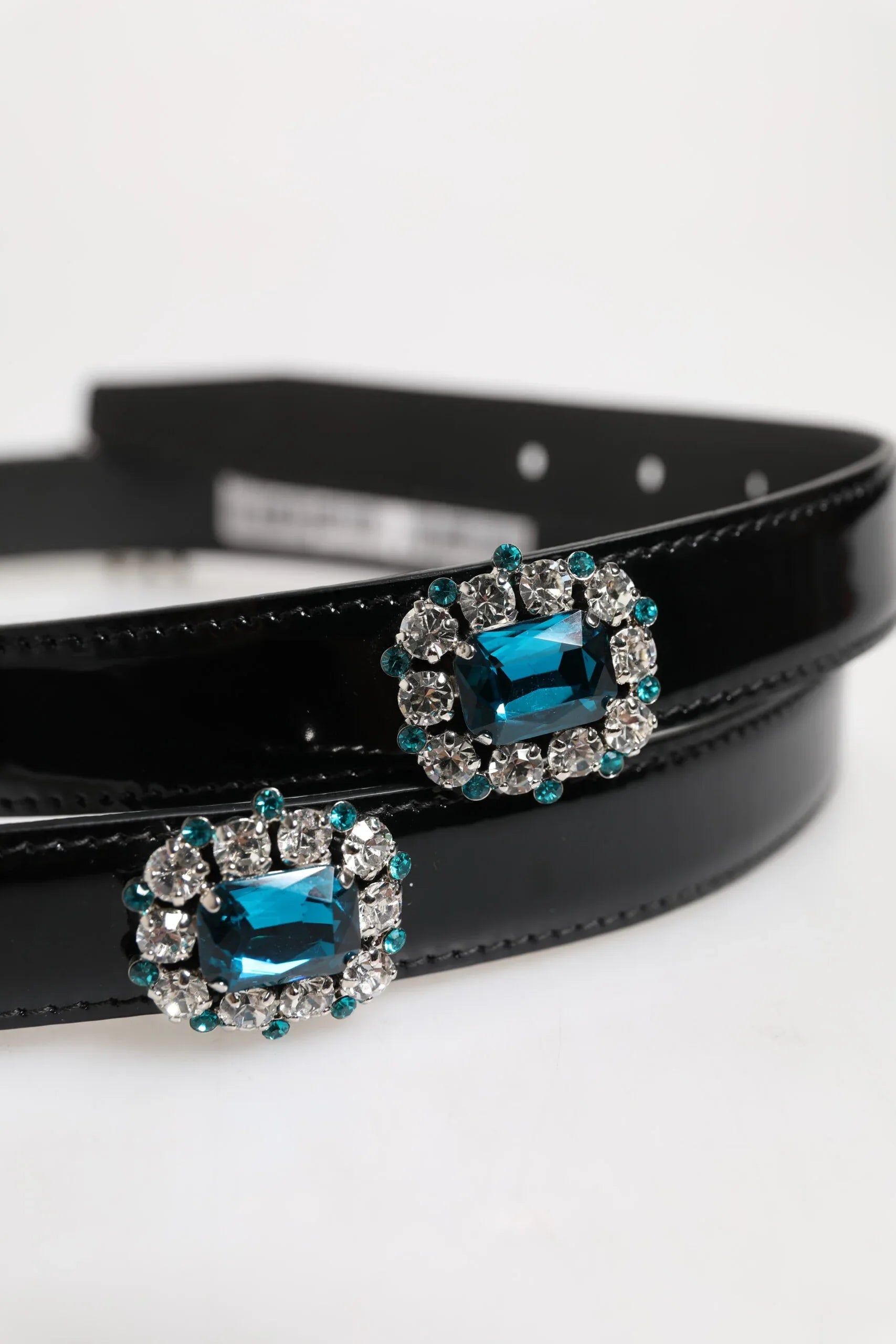 Dolce & Gabbana Black Embellished Metal Logo Buckle Belt - Zeiniez