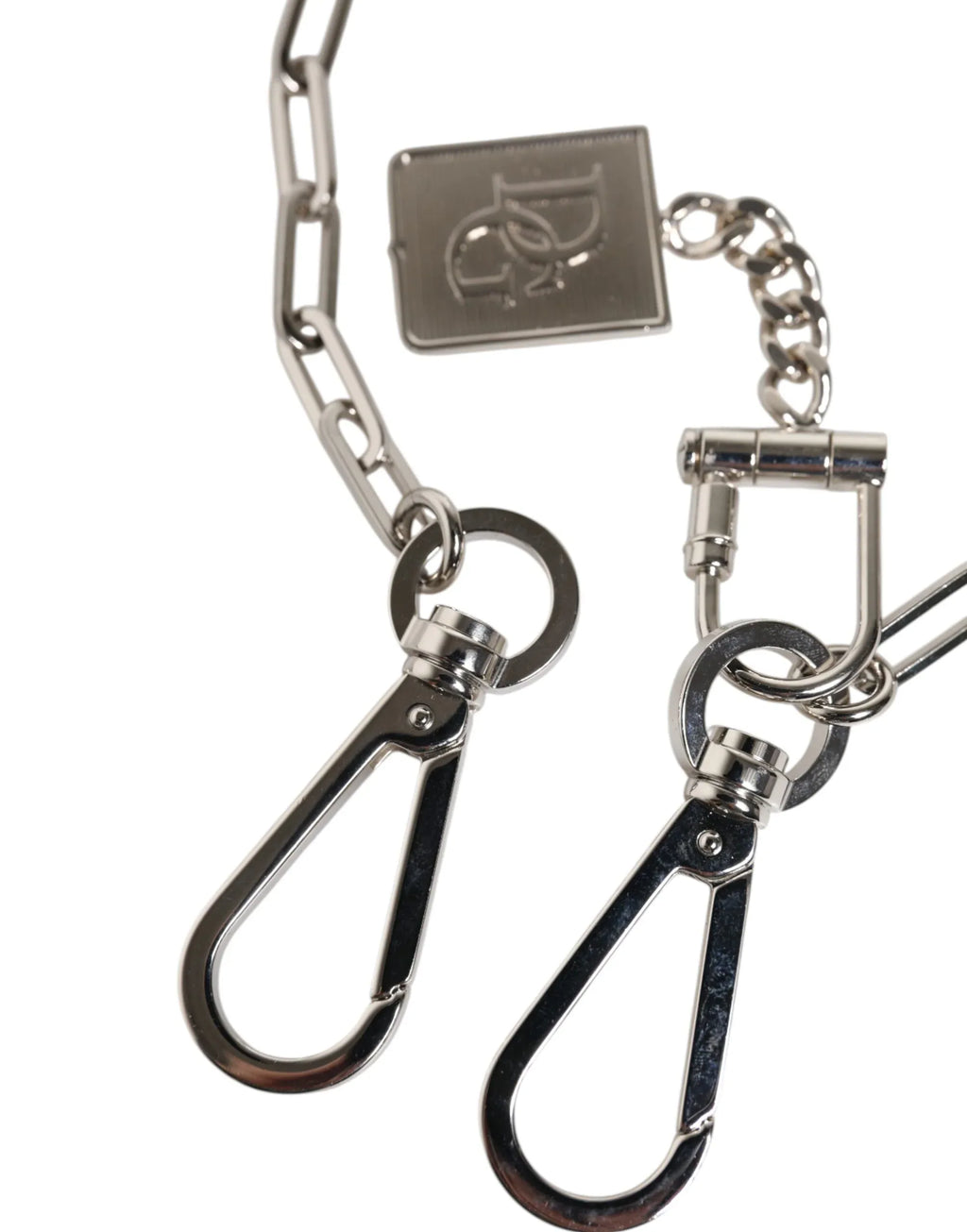 Dolce & Gabbana Silver Tone Metal Chain DG Charm Belt Keychain - Zeiniez