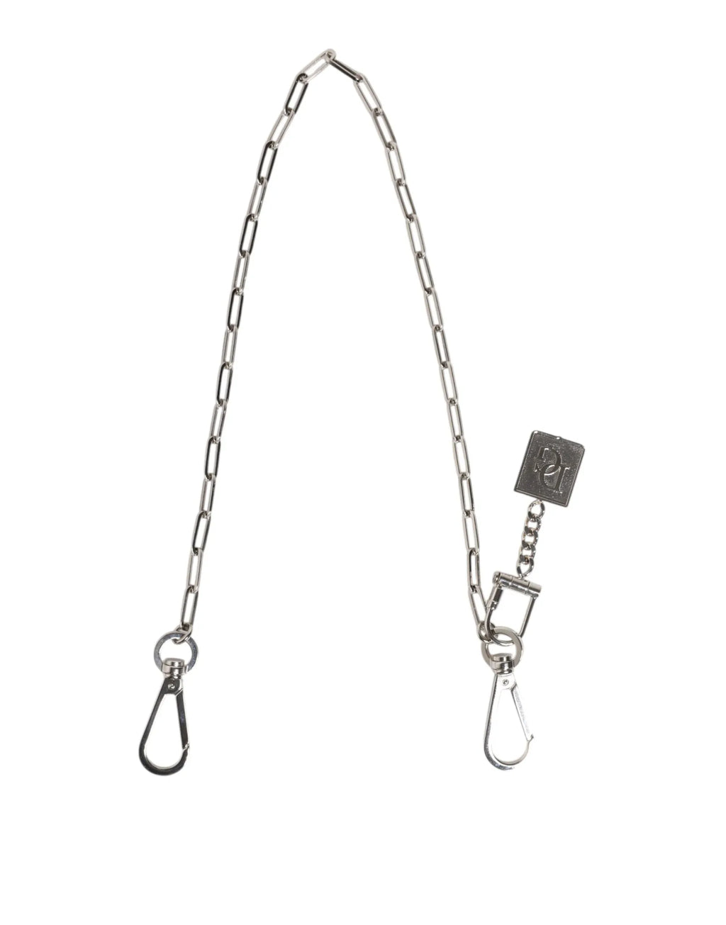 Dolce & Gabbana Silver Tone Metal Chain DG Charm Belt Keychain - Zeiniez