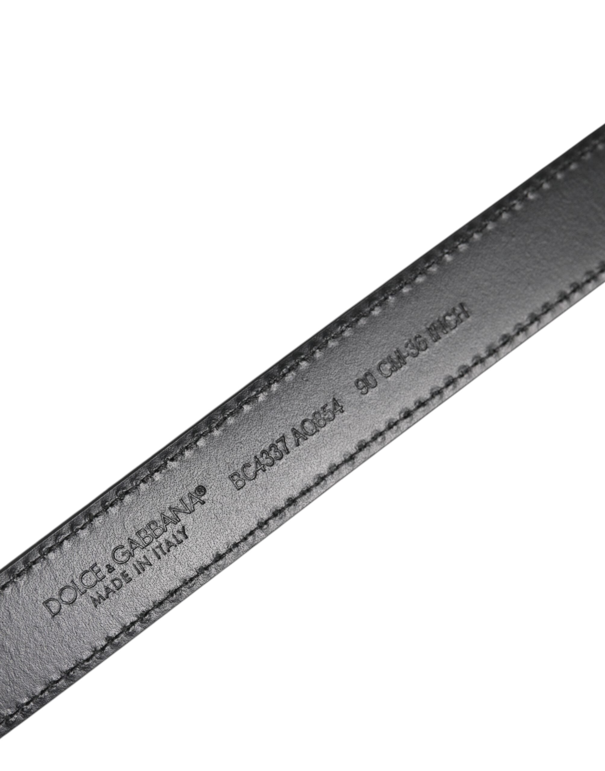 Dolce & Gabbana Black Red Leopard Silver Metal Buckle Belt - Zeiniez