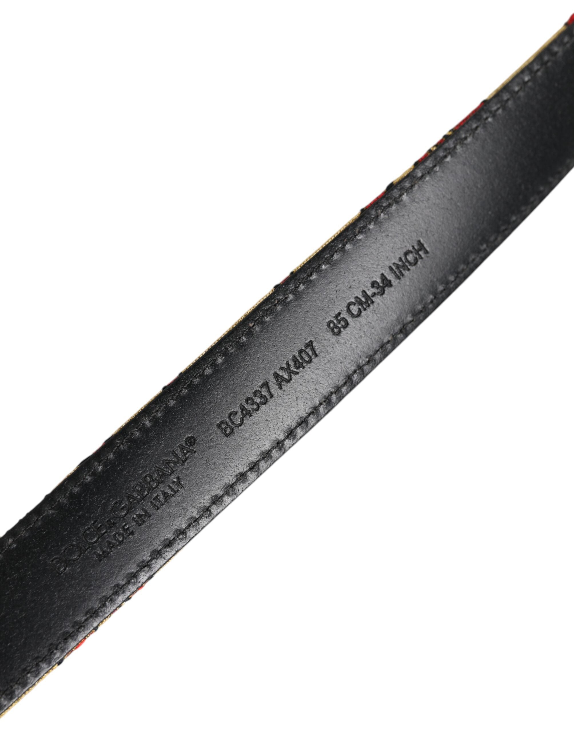 Dolce & Gabbana Gold Floral Jacquard Silver Metal Buckle Belt - Zeiniez