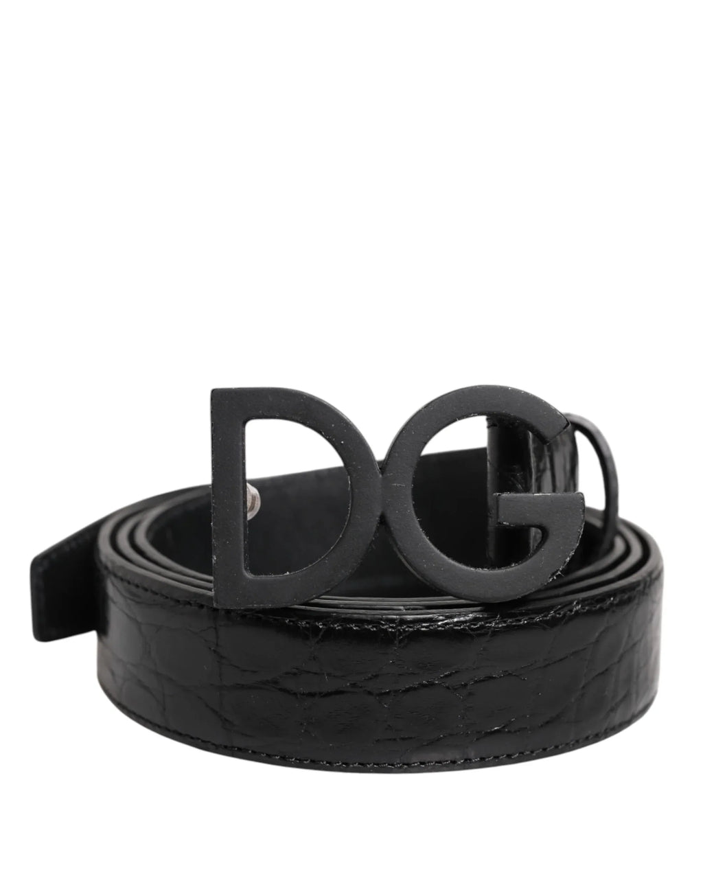 Dolce & Gabbana Black Leather Classic Metal DG Buckle Belt - Zeiniez