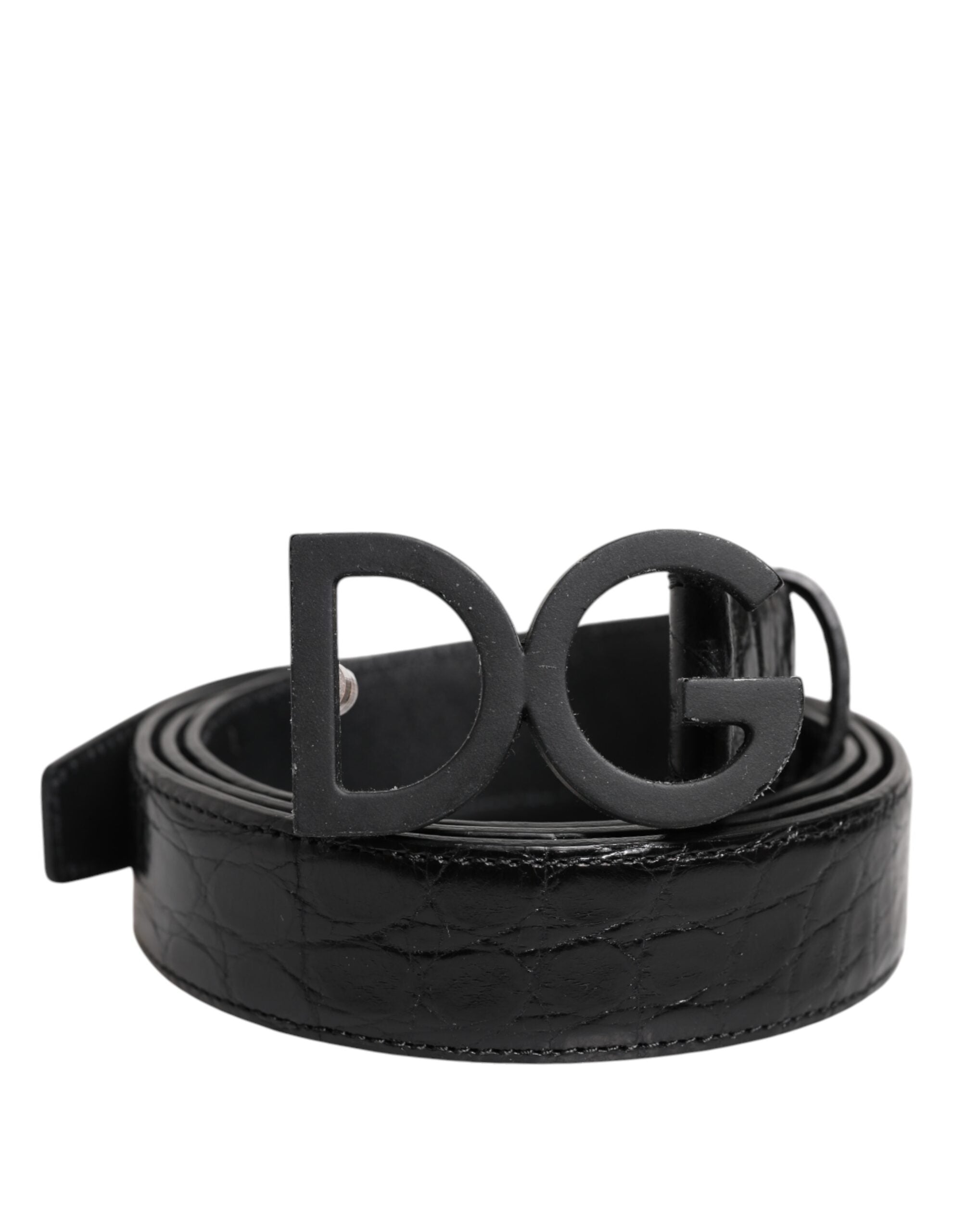 Dolce & Gabbana Black Leather Classic Metal DG Buckle Belt - Zeiniez