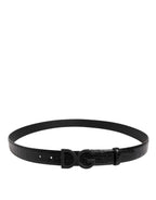 Dolce & Gabbana Black Leather Classic Metal DG Buckle Belt - Zeiniez
