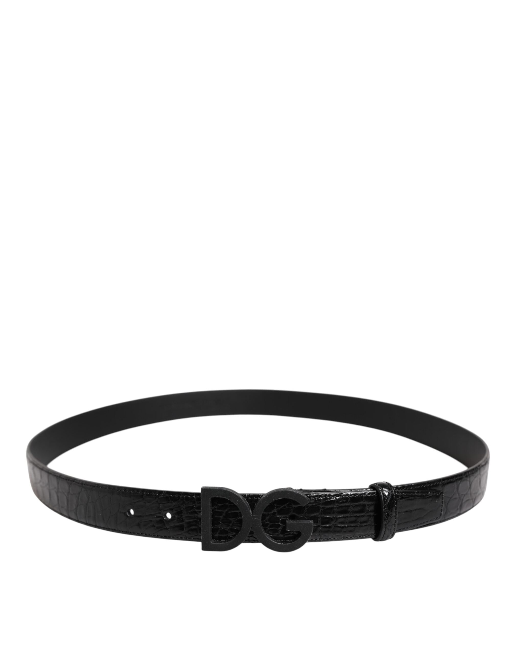 Dolce & Gabbana Black Leather Classic Metal DG Buckle Belt - Zeiniez