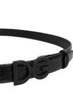 Dolce & Gabbana Black Leather Classic Metal DG Buckle Belt - Zeiniez