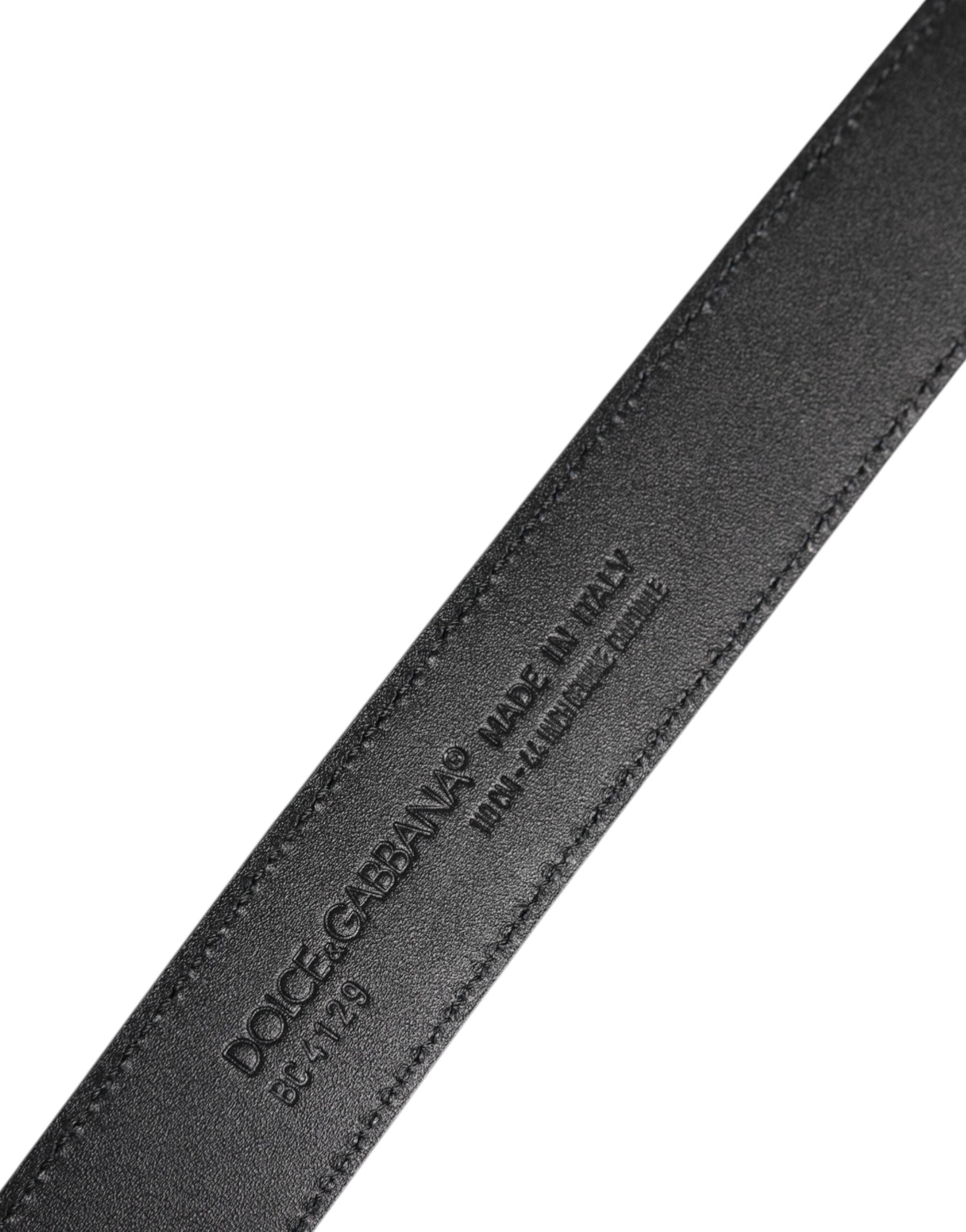 Dolce & Gabbana Black Leather Classic Metal DG Buckle Belt - Zeiniez