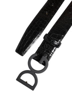 Dolce & Gabbana Black Leather Classic Metal DG Buckle Belt - Zeiniez