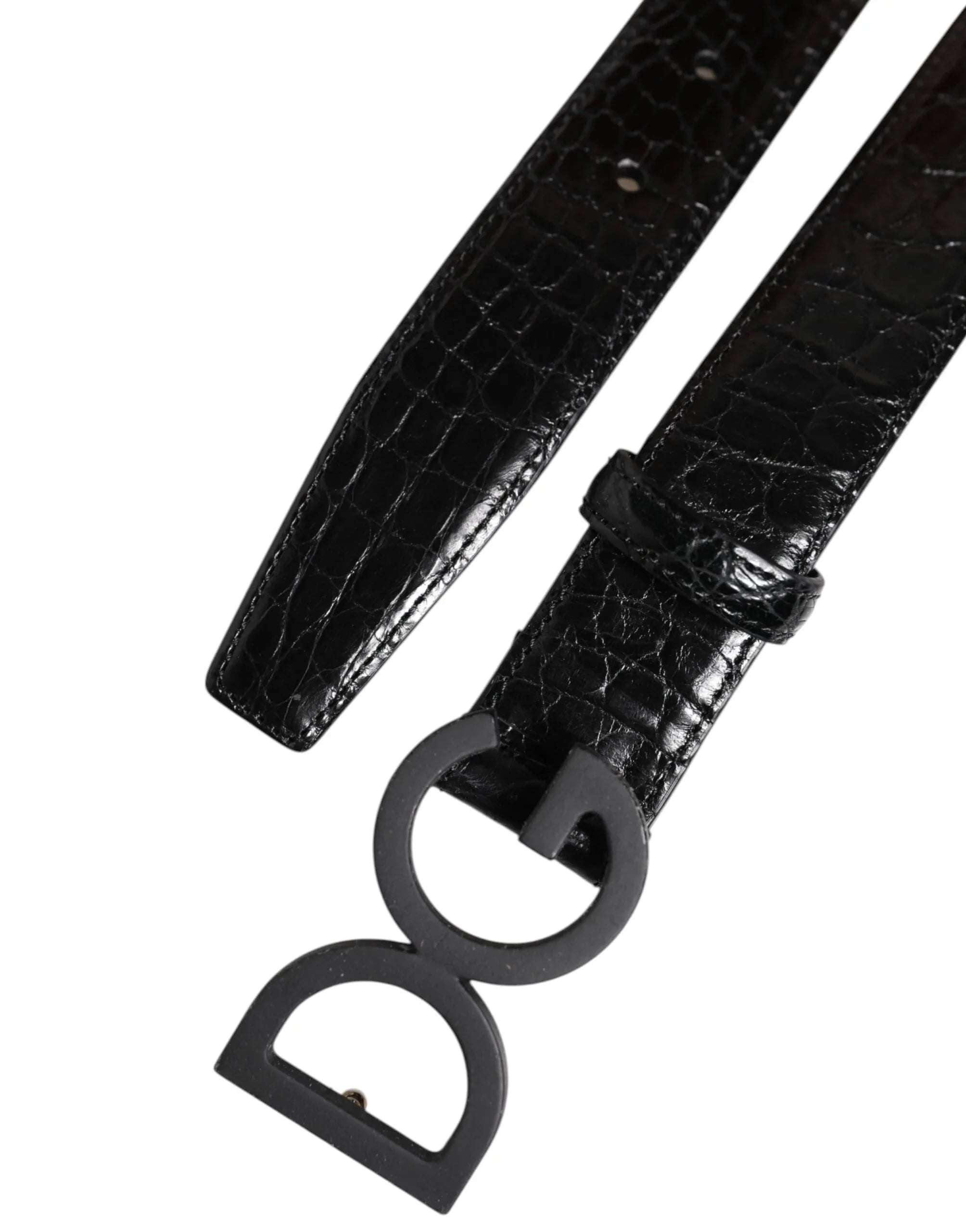 Dolce & Gabbana Black Leather Classic Metal DG Buckle Belt - Zeiniez