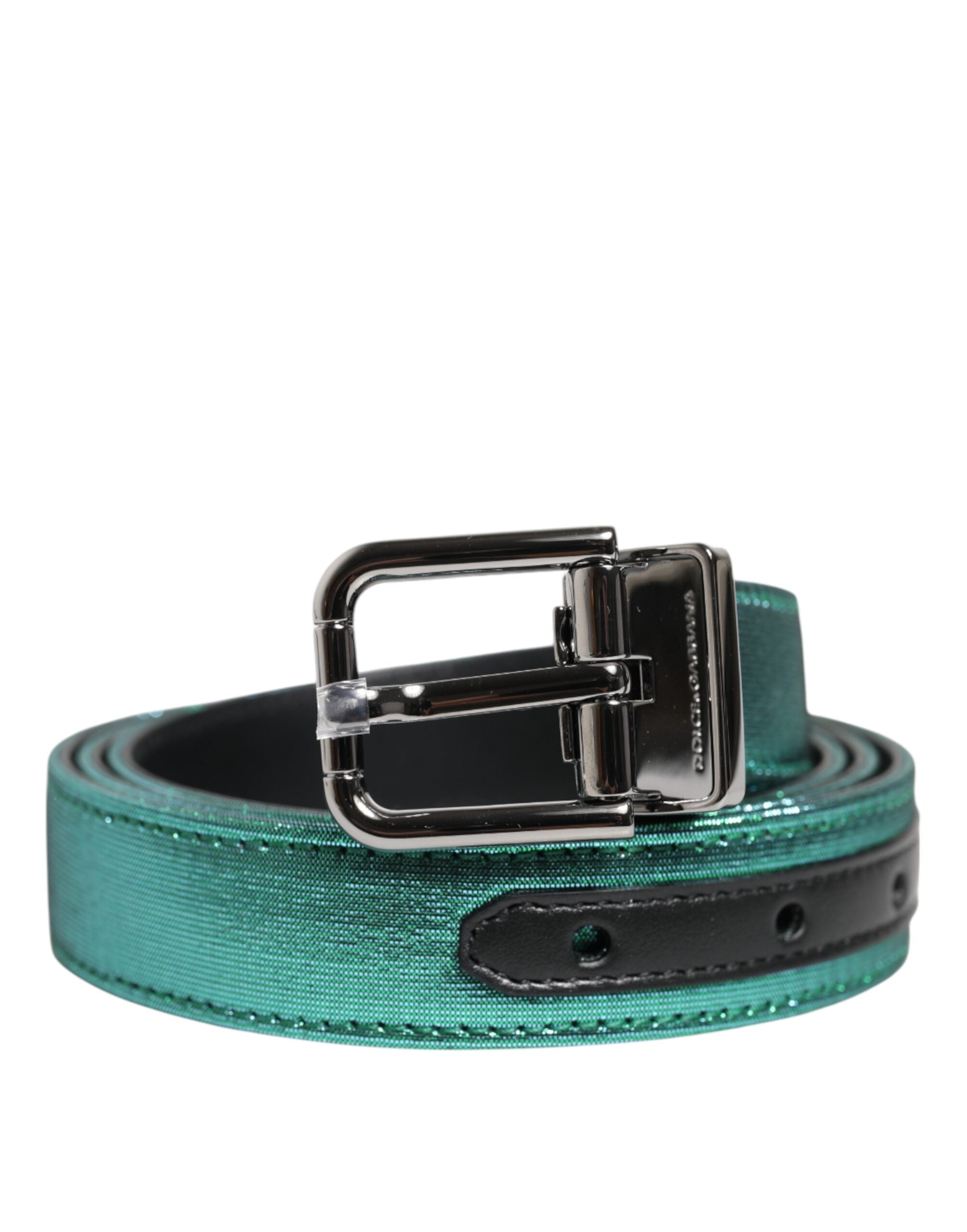 Dolce & Gabbana Green Black Polyester Metal Buckle Belt - Zeiniez
