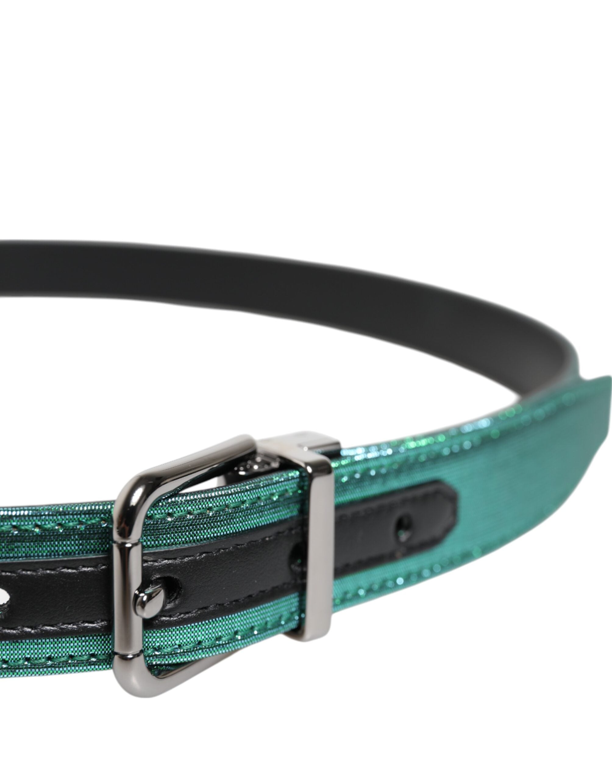 Dolce & Gabbana Green Black Polyester Metal Buckle Belt - Zeiniez