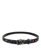 Dolce & Gabbana Black Sequin Embellished Metal Buckle Belt - Zeiniez