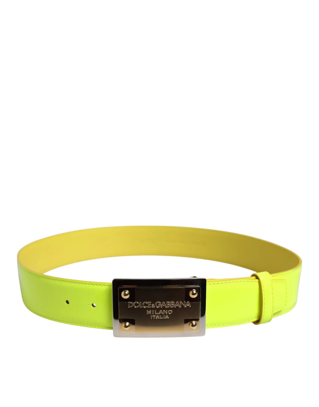 Dolce & Gabbana Yellow Green Classic Metal Logo Buckle Belt - Zeiniez