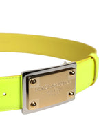 Dolce & Gabbana Yellow Green Classic Metal Logo Buckle Belt - Zeiniez