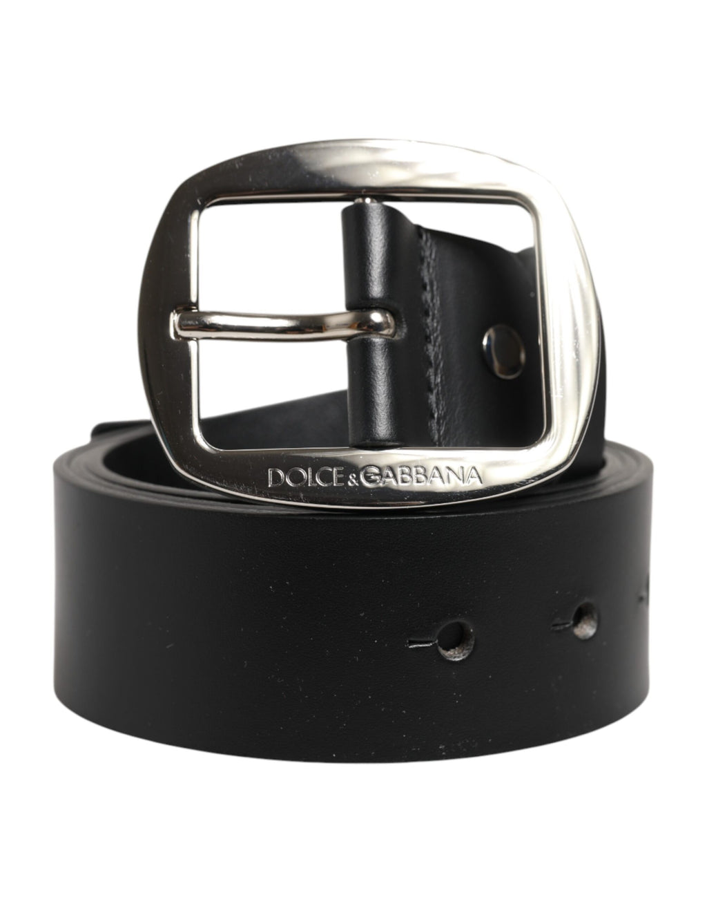 Dolce & Gabbana Black Leather Classic Metal Buckle Belt - Zeiniez