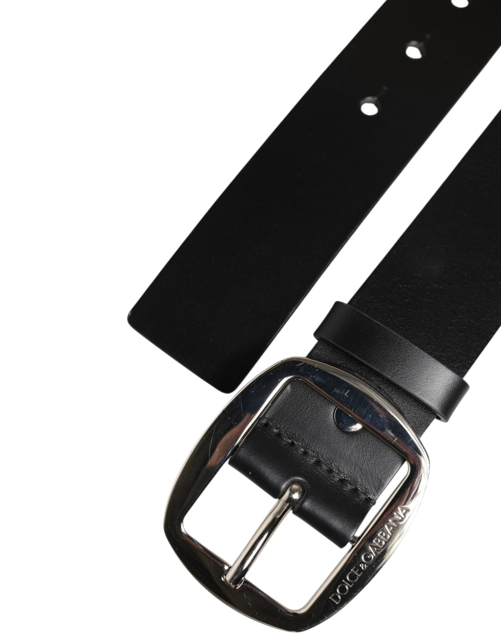 Dolce & Gabbana Black Leather Classic Metal Buckle Belt - Zeiniez