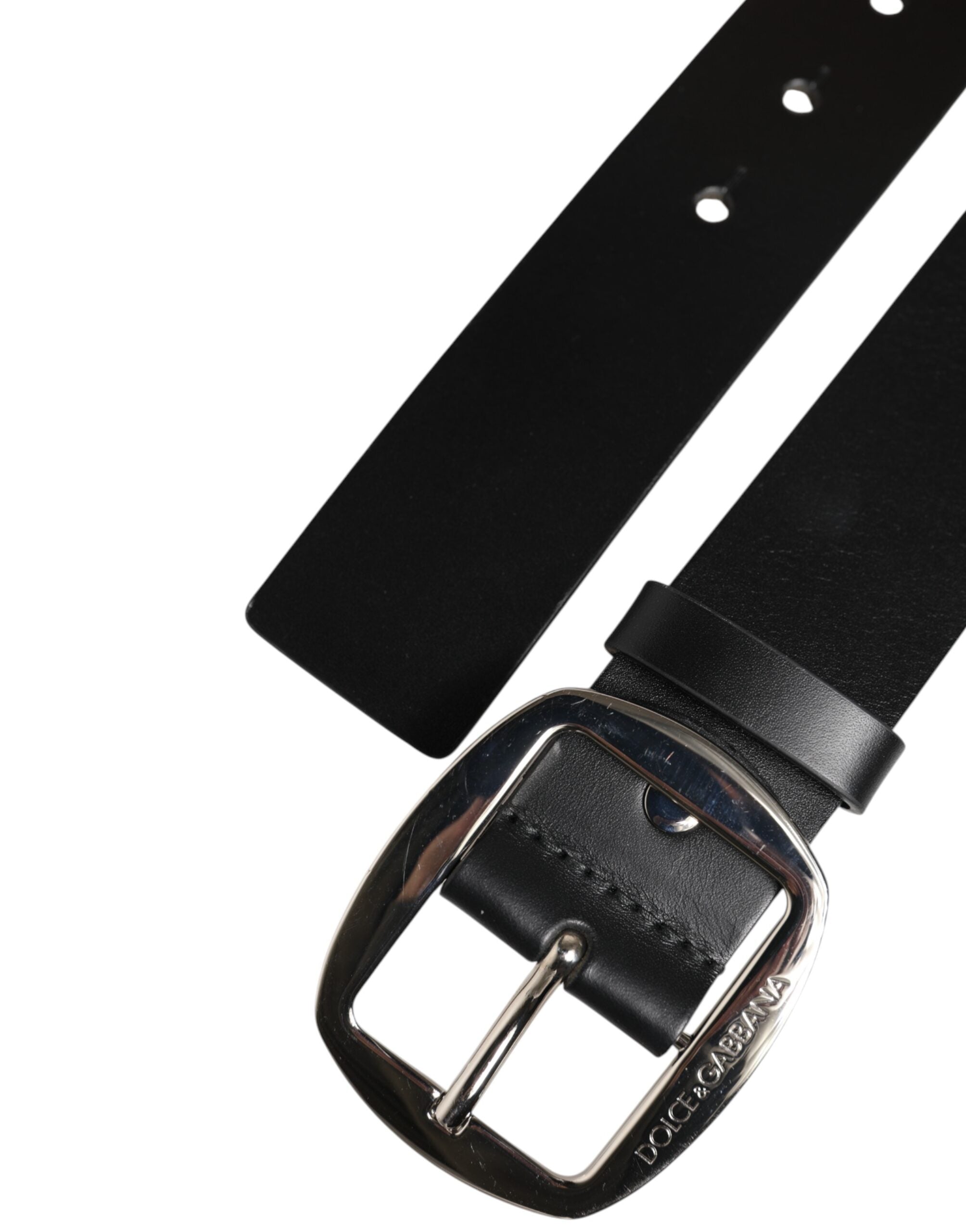 Dolce & Gabbana Black Leather Classic Metal Buckle Belt - Zeiniez