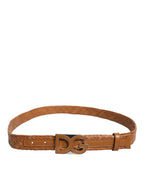 Dolce & Gabbana Brown Braided Metal DG Logo Buckle Belt - Zeiniez