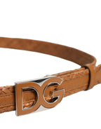 Dolce & Gabbana Brown Braided Metal DG Logo Buckle Belt - Zeiniez