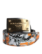 Dolce & Gabbana Multicolor Camouflage Metal Logo Buckle Belt - Zeiniez