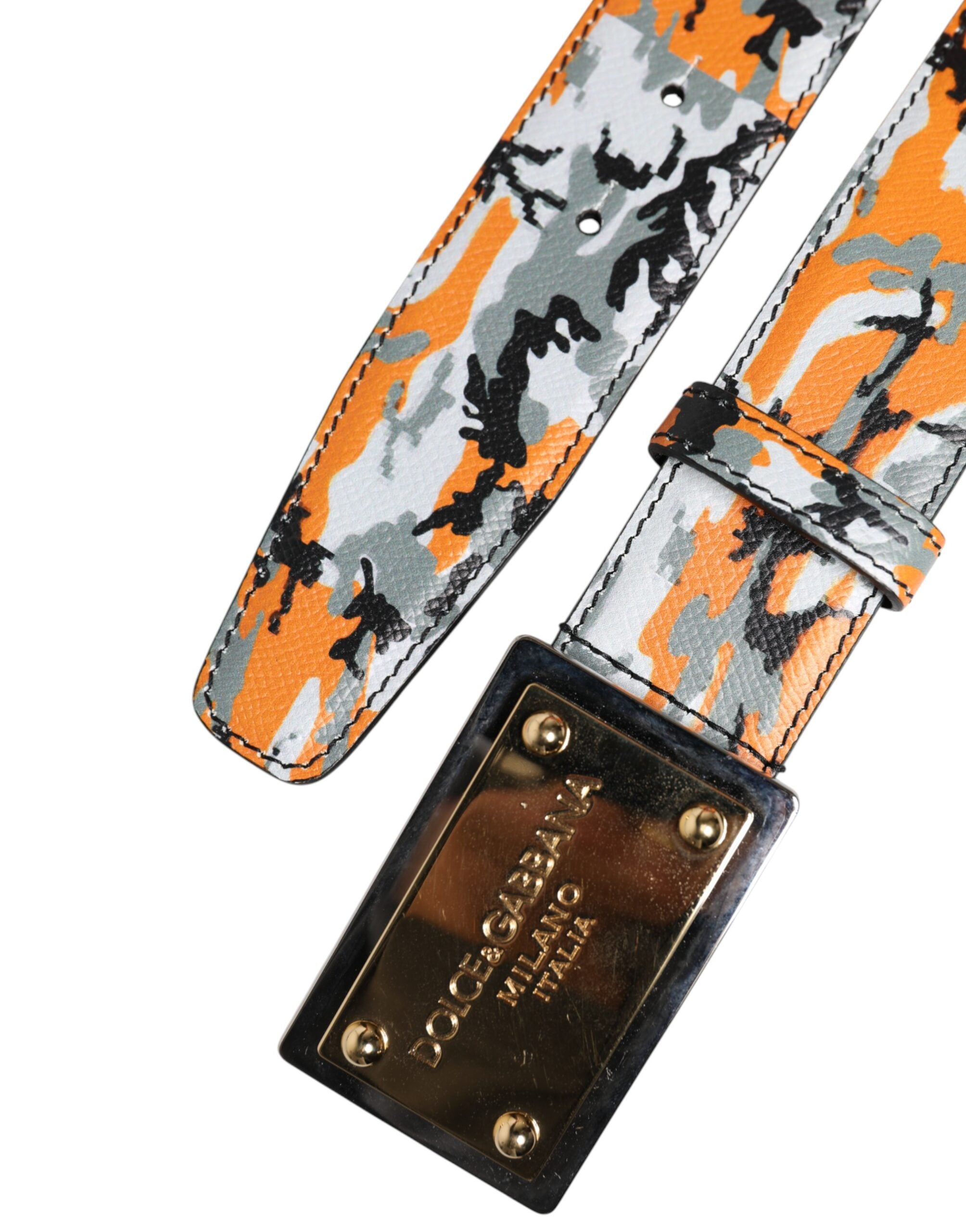 Dolce & Gabbana Multicolor Camouflage Metal Logo Buckle Belt - Zeiniez