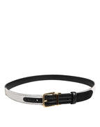 Dolce & Gabbana Black White Patchwork Gold Metal Buckle Belt - Zeiniez