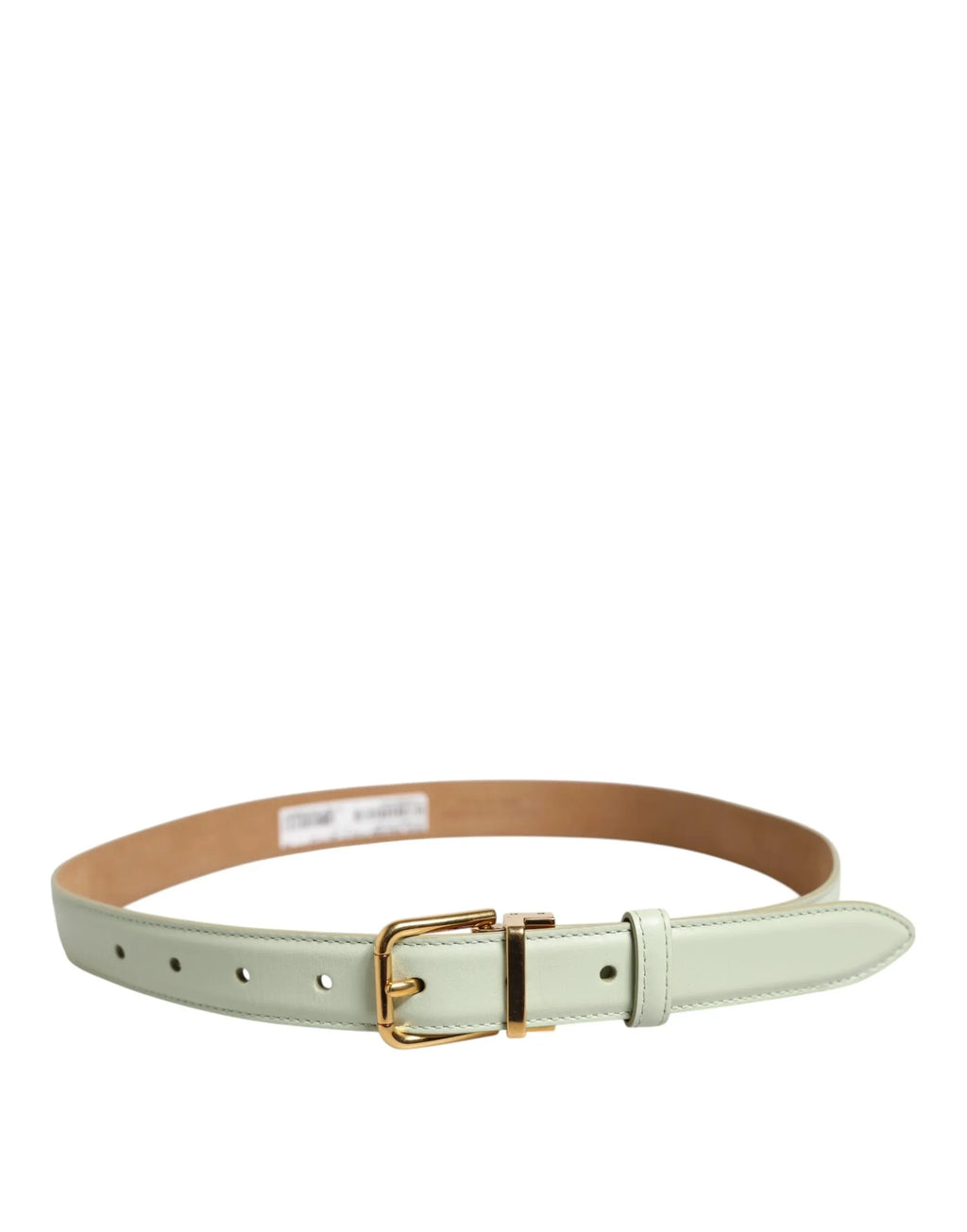 Dolce & Gabbana Light Green Leather Gold Metal Buckle Belt - Zeiniez