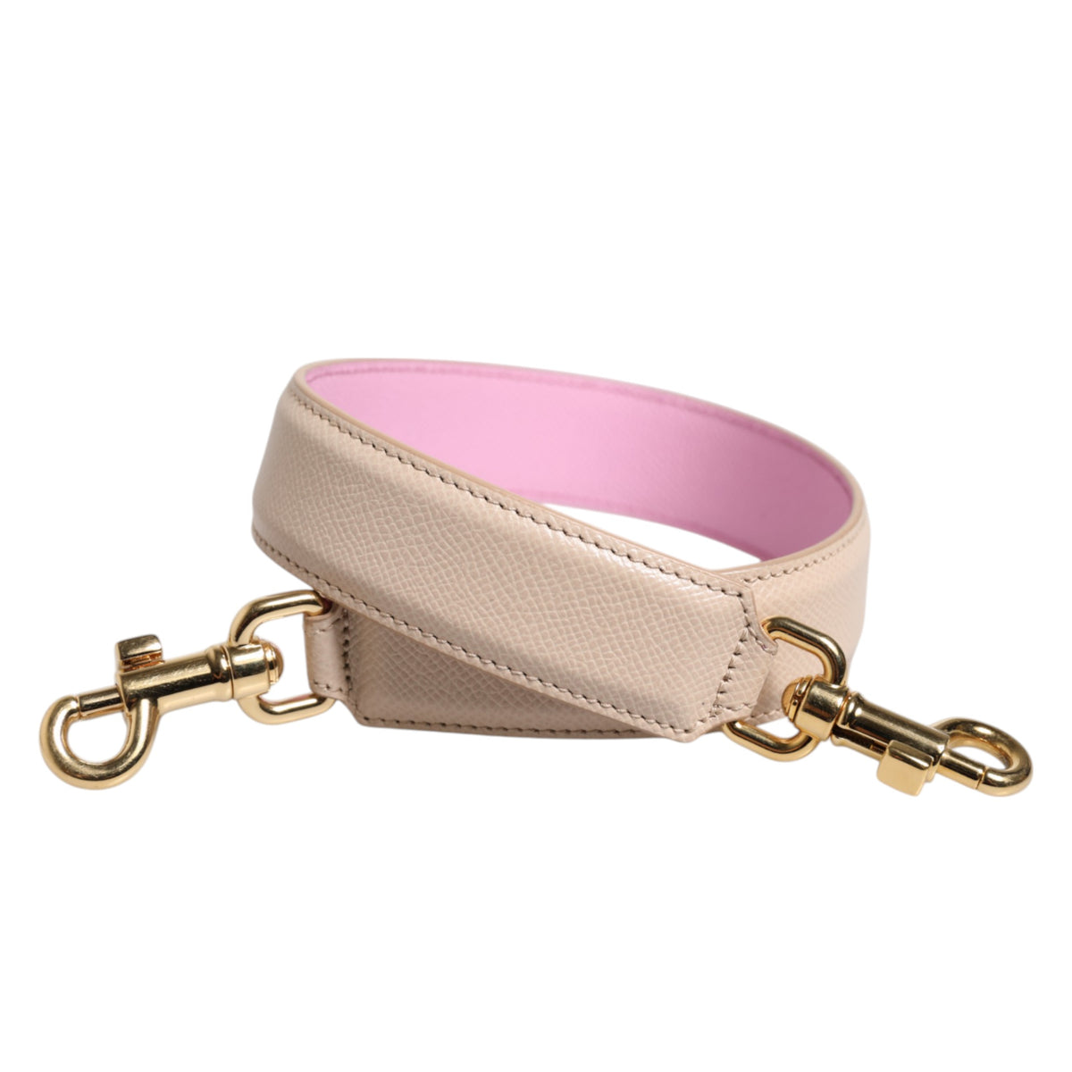 Dolce & Gabbana Beige Pink Leather Handbag Accessory Shoulder Strap