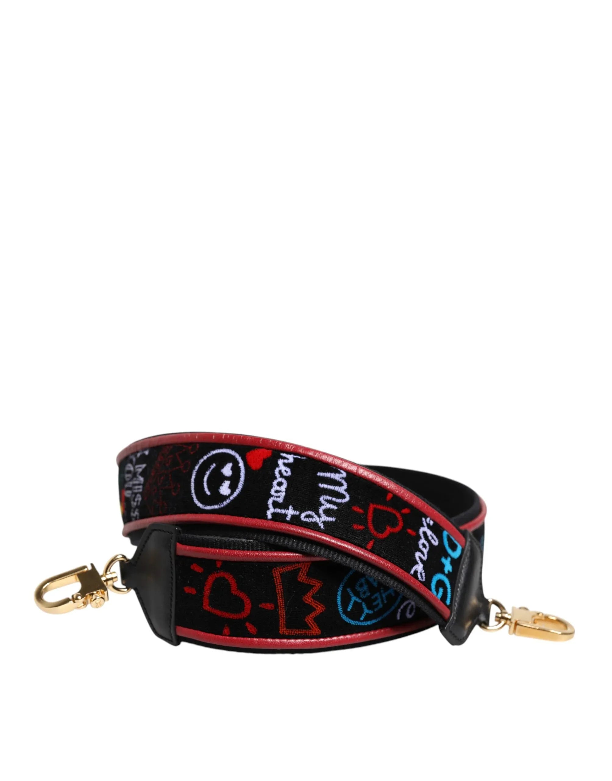 Dolce & Gabbana Black Cotton Printed Women Bag Accessory Shoulder Strap - Zeiniez