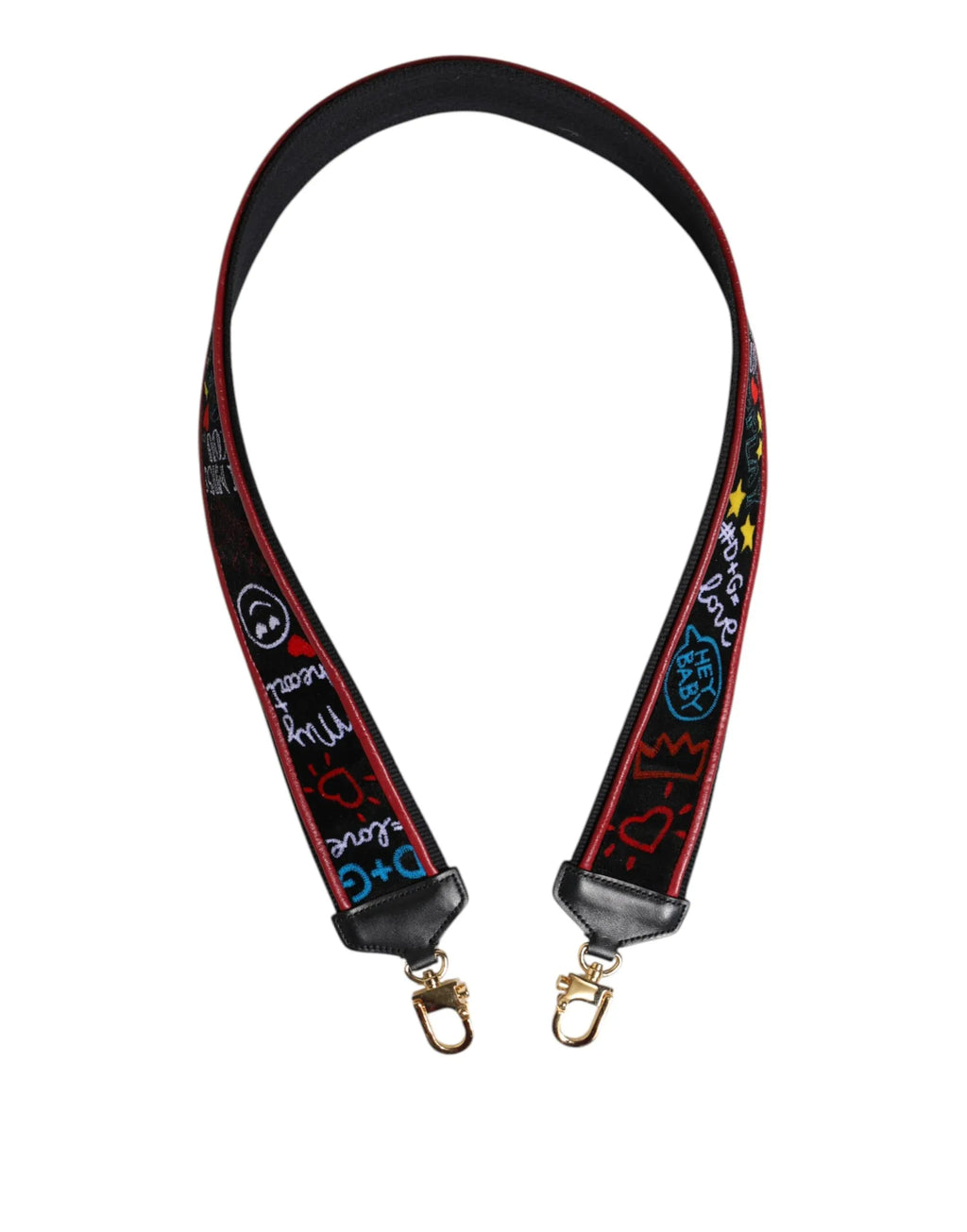 Dolce & Gabbana Black Cotton Printed Women Bag Accessory Shoulder Strap - Zeiniez