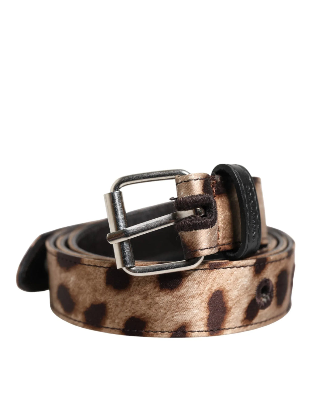 Dolce & Gabbana Brown Leopard Silver Metal Buckle Belt - Zeiniez
