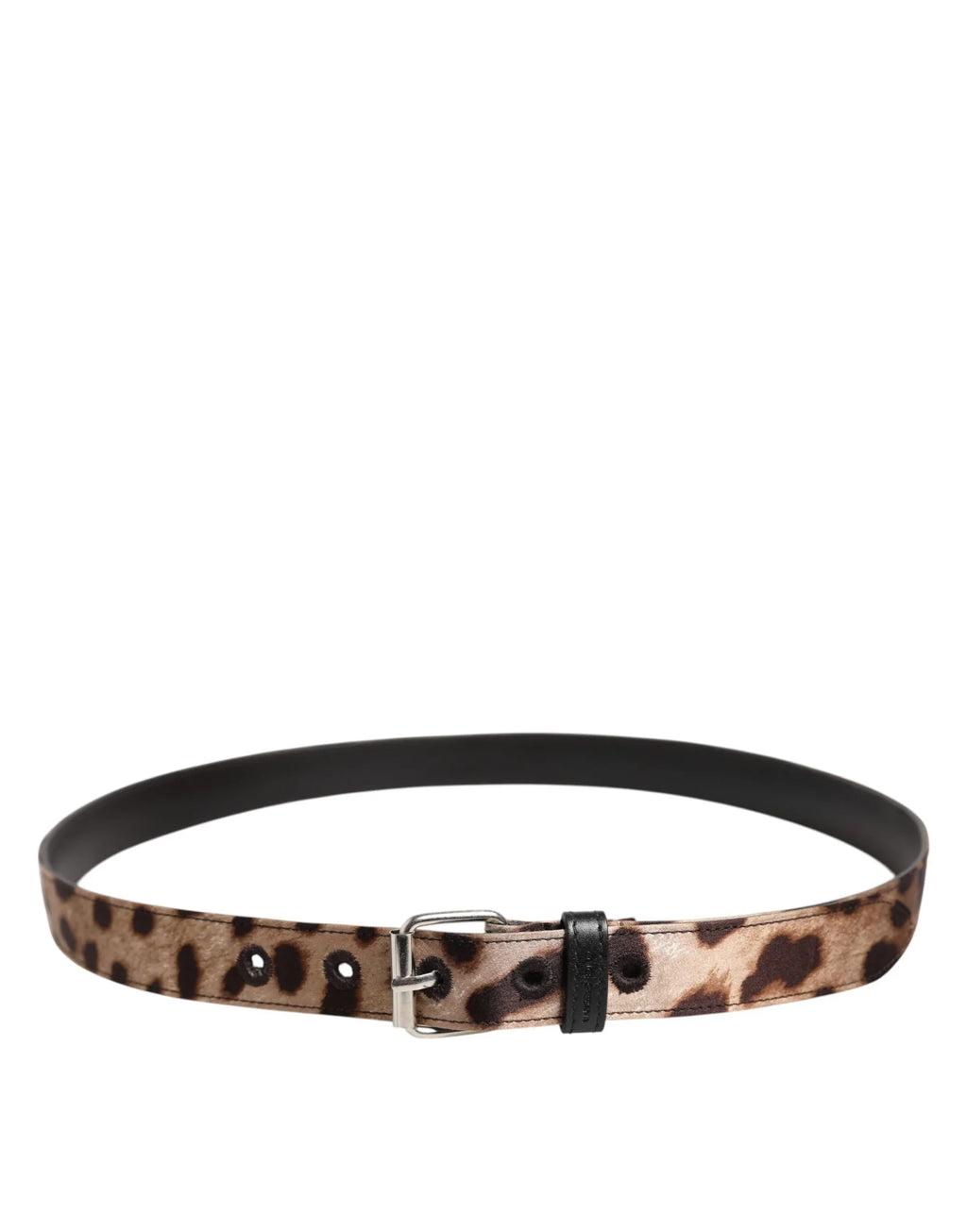 Dolce & Gabbana Brown Leopard Silver Metal Buckle Belt - Zeiniez