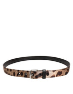 Dolce & Gabbana Brown Leopard Silver Metal Buckle Belt - Zeiniez