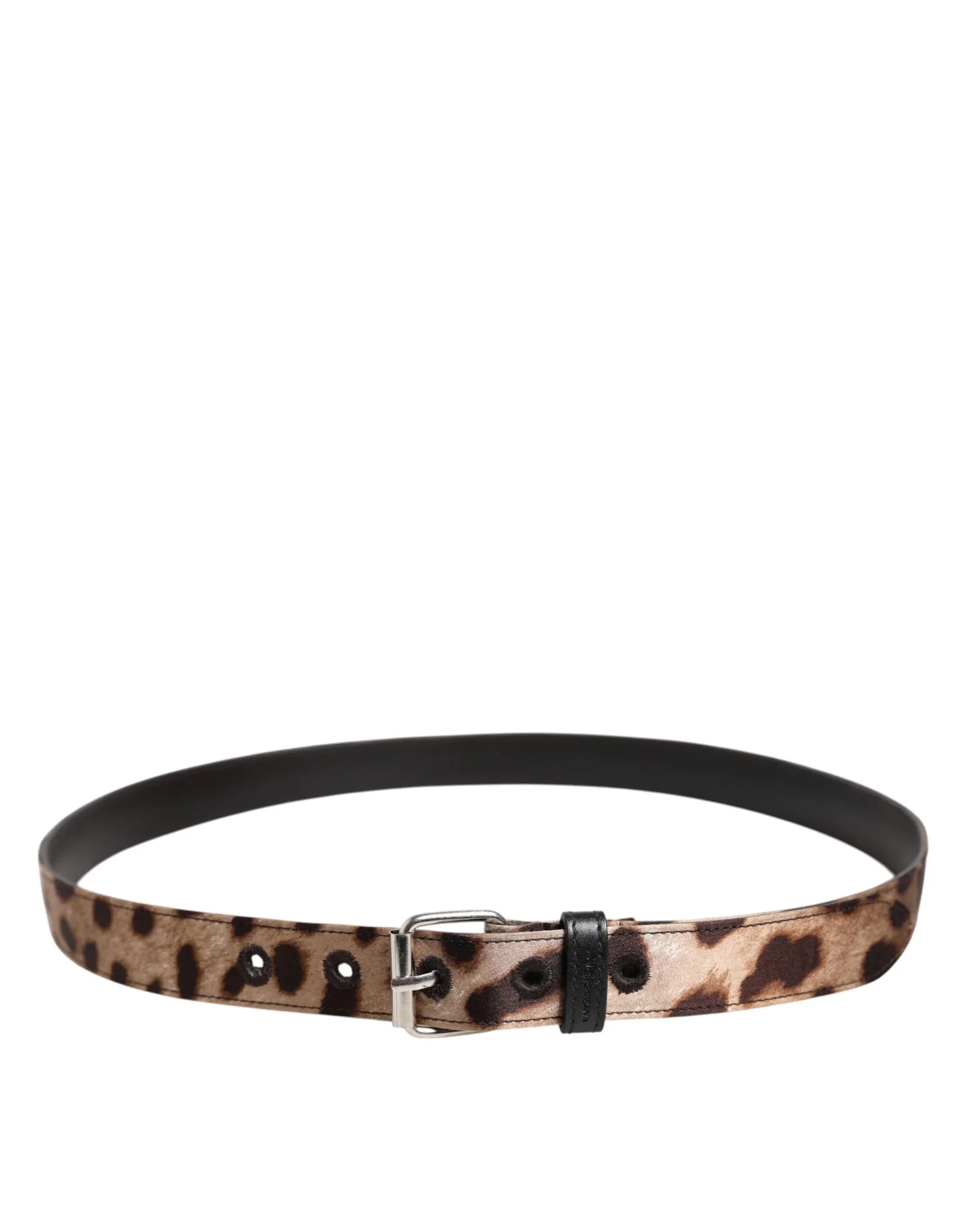 Dolce & Gabbana Brown Leopard Silver Metal Buckle Belt - Zeiniez